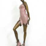 Patineuse robe rose - bronze 4x4x15